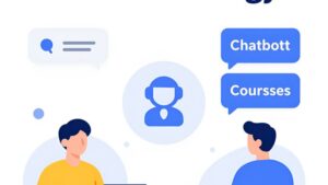 Футуристическая иллюстрация процесса онбординга студентов в чат-ботах по стратегии 2026 от компании Чат Машина